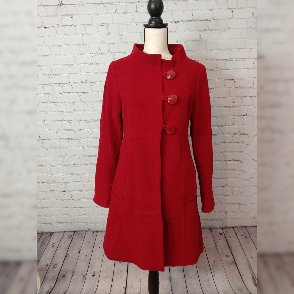 Ladies' Bebe Red Wool Topcoat